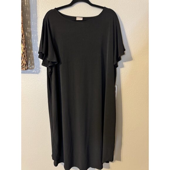Chicos Shift Dress 4 XL Black Washable Kimono Short Sleeve Washable NEW - Picture 8 of 10